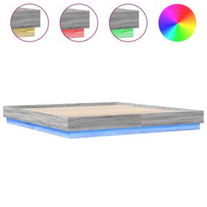 vidaXL Estructura de cama con luces LED gris Sonoma 200x200 cm