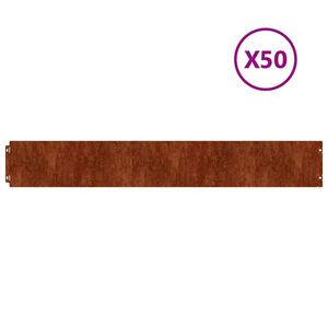 vidaXL Bordes de c&eacute;sped acero corten flexible 50 piezas 15x103 cm