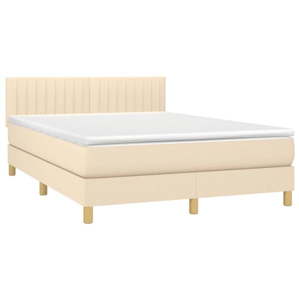 vidaXL Cama box spring con colch&oacute;n tela color crema 140x200 cm