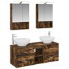 vidaXL Juego de muebles de ba&ntilde;o 5 pcs Roble Ahumado
