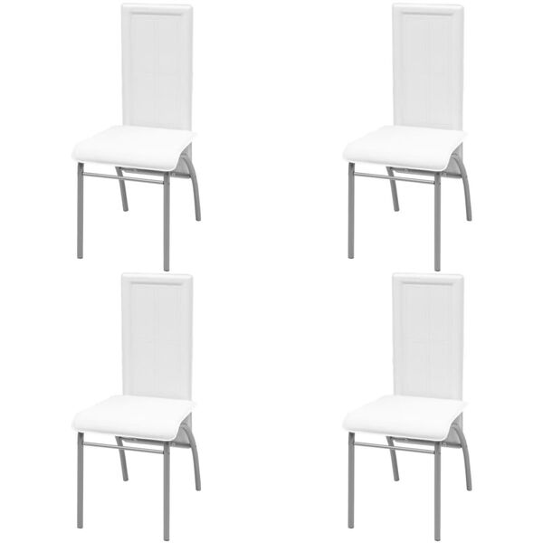 vidaXL Sillas de comedor 4 unidades cuero sint&eacute;tico blanco