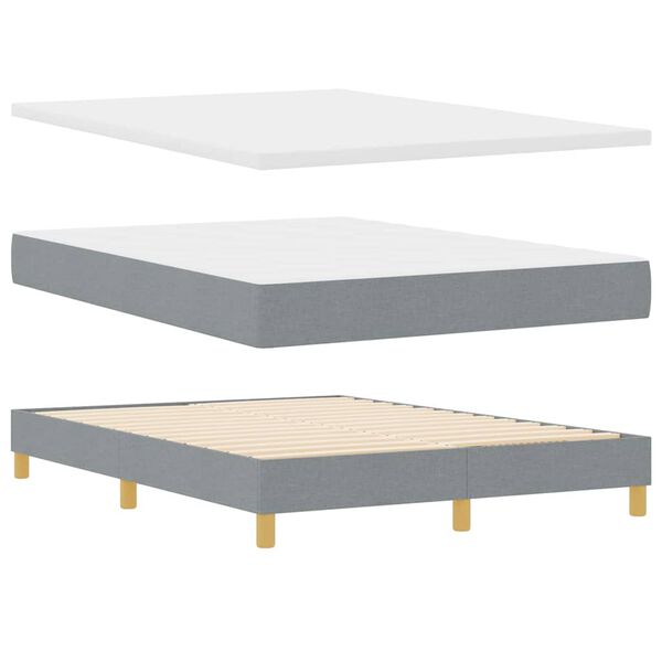 vidaXL Cama con Somier con colch&oacute;n Gris claro 140 x 200 cm tela