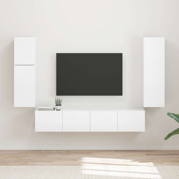 vidaXL Conjunto de mueble de TV 4 pcs brillante Madera de ingenier&iacute;a