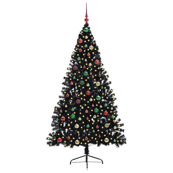 vidaXL Árbol de Navidad Artificial Preiluminado Negro 180 cm PVC