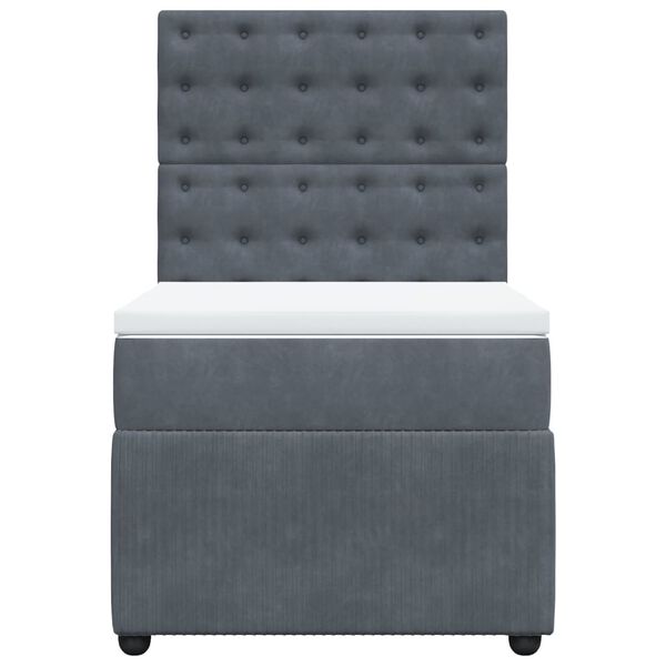 vidaXL Cama box spring con colch&oacute;n terciopelo gris oscuro 90x200 cm