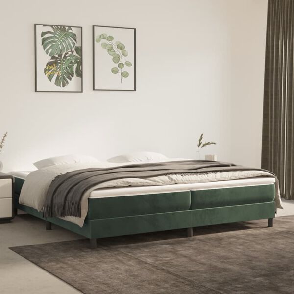 vidaXL Estructura Estructura de cama con somier terciopelo verde oscuro 200x200 cm
