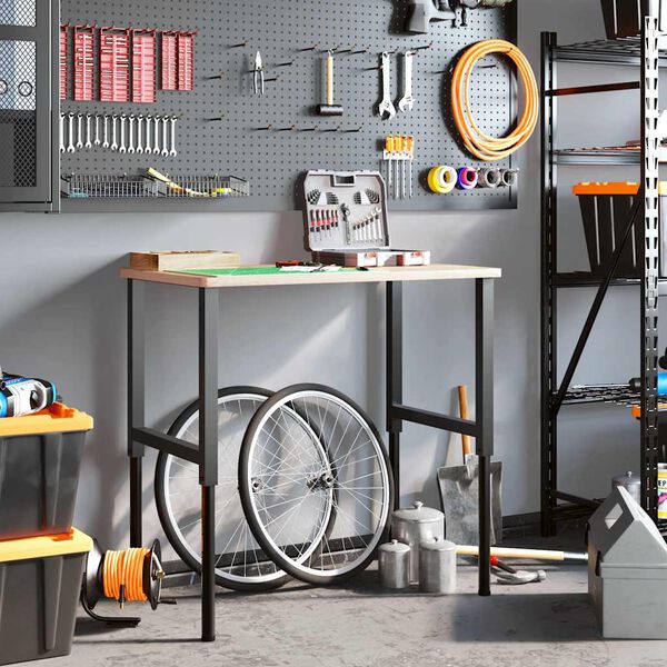 vidaXL Estructura de banco de trabajo 2 uds metal 55x(69-95,5)cm negro