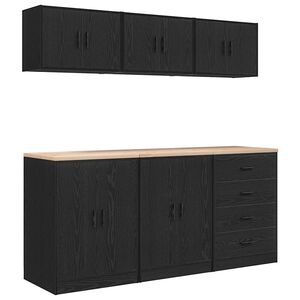 vidaXL Armarios 6 uds para garaje madera de ingenier&iacute;a negro