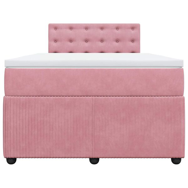 vidaXL Cama box spring con colch&oacute;n terciopelo rosa 120x200 cm