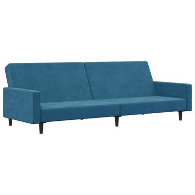 vidaXL Sofá cama de 2 plazas con taburete terciopelo azul