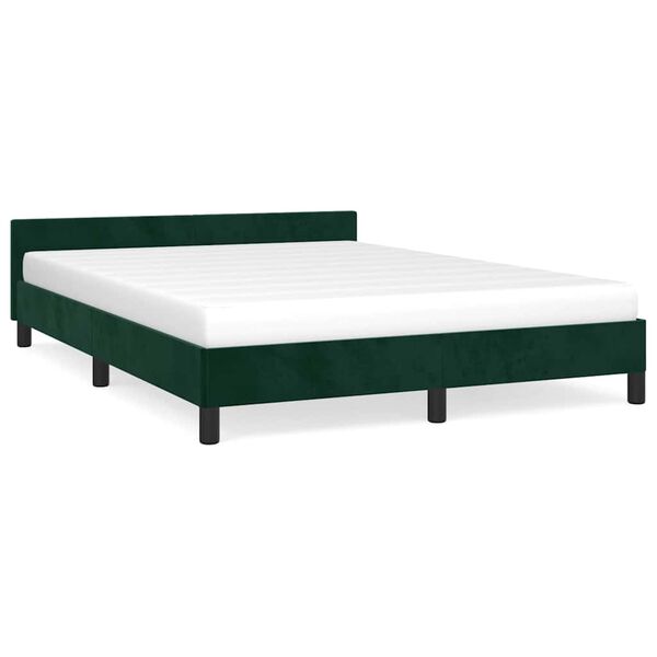 vidaXL Estructura cama sin colch&oacute;n terciopelo verde oscuro 140x190 cm