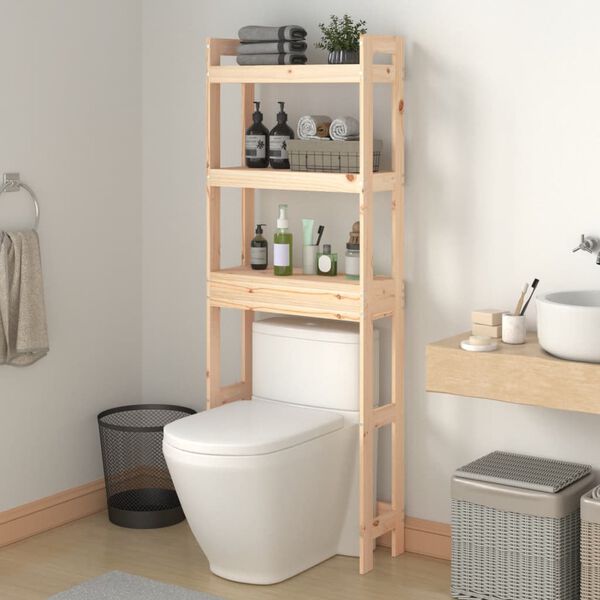 vidaXL Estante de baño madera maciza de pino 63x26x171 cm