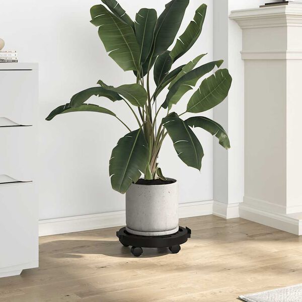 vidaXL Soporte con ruedas para plantas 5 uds negro di&aacute;metro 30cm 170kg