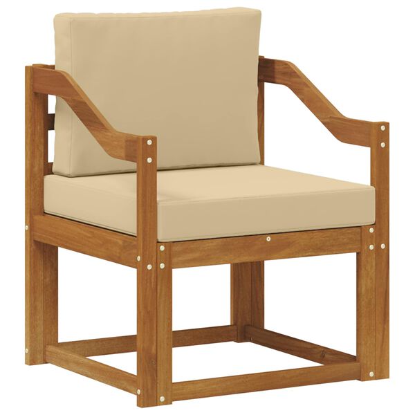 vidaXL Sof&aacute; de exterior Madera de Acacia S&oacute;lida y Poli&eacute;ster Natural