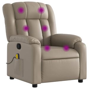 vidaXL Sill&oacute;n de masaje reclinable cuero sint&eacute;tico color capuchino