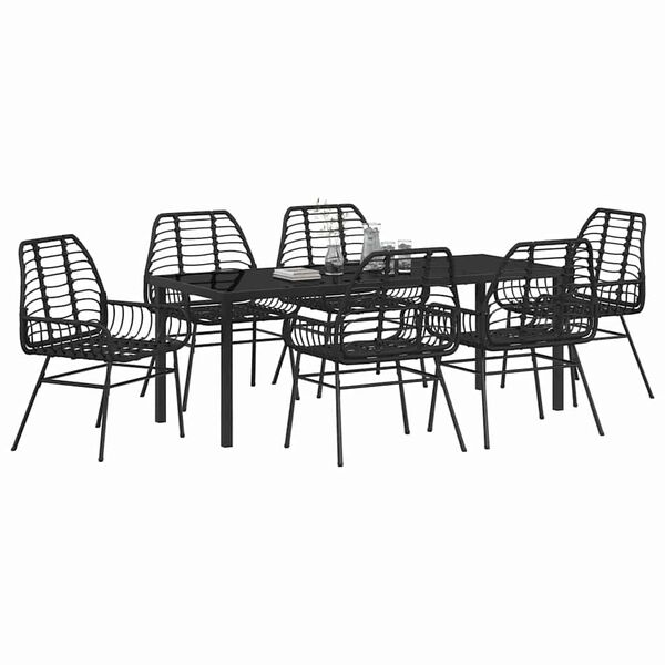 vidaXL Conjunto de Comedor de Jard&iacute;n 7 pcs Negro rat&aacute;n sint&eacute;tico
