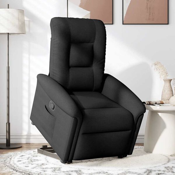 vidaXL Sill&oacute;n reclinable elevable tela negro