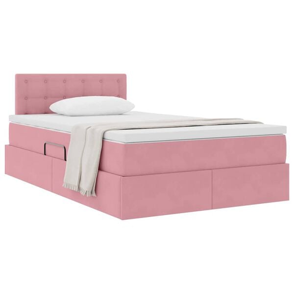 vidaXL Cama con almacenamiento Rosa 120 x 200 cm Terciopelo