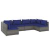 vidaXL Set de muebles de jard&iacute;n 6 pzas y cojines rat&aacute;n sint&eacute;tico gris