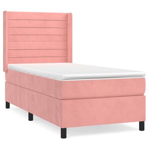vidaXL Cama box spring con colch&oacute;n terciopelo rosa 80x200 cm