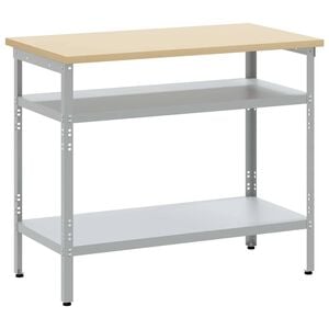 vidaXL Mesa de Trabajo con estante Gris y Beige 100 x 55 x 85 cm Acero
