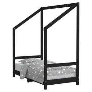 vidaXL Estructura de cama para ni&ntilde;os madera de pino negro 70x140 cm