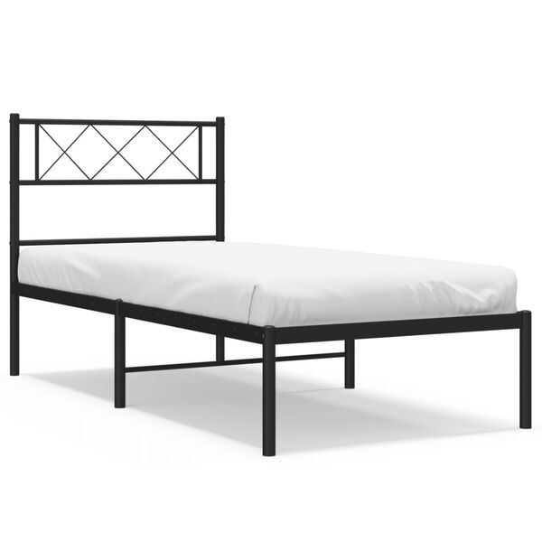 vidaXL Estructura cama sin colchón con cabecero metal negro 107x203 cm