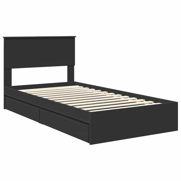 vidaXL Cama con almacenamiento Negro 100 x 200 cm Madera de ingenier&iacute;a