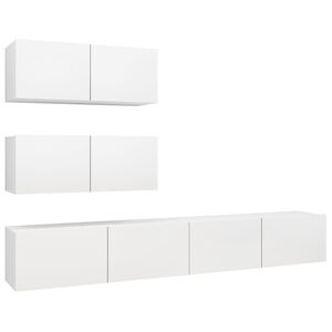 vidaXL Set de muebles de salón TV 4 piezas madera de ingeniería blanco