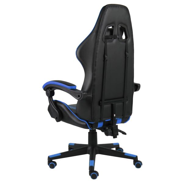 vidaXL Silla gaming de cuero sint&eacute;tico negro y azul