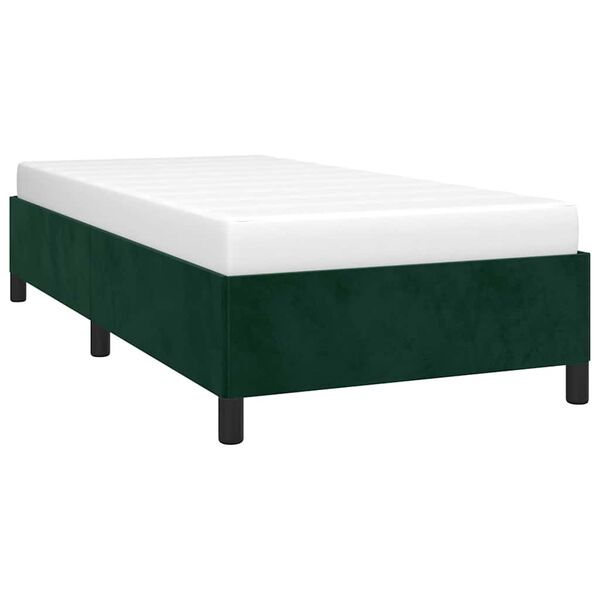 vidaXL Estructura de cama sin colch&oacute;n terciopelo verde oscuro 90x200cm