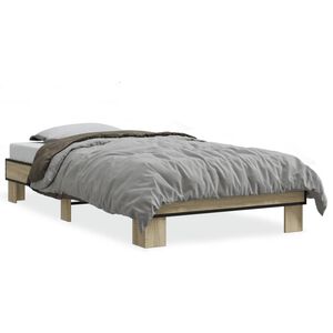 vidaXL Estructura cama madera ingenier&iacute;a metal roble Sonoma 75x190 cm