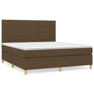 vidaXL Cama box spring con colch&oacute;n tela marr&oacute;n oscuro 180x200 cm