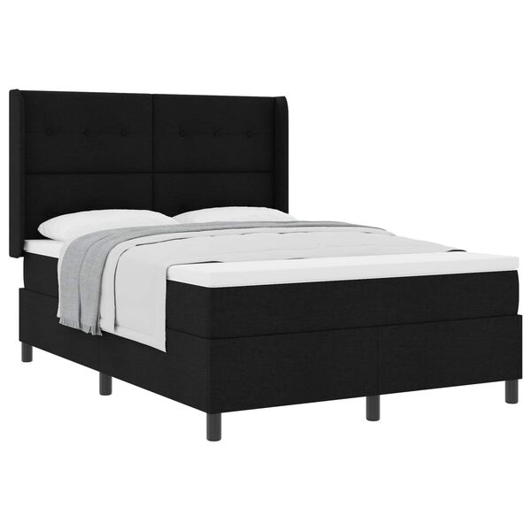 vidaXL Cama tipo Box Spring con colch&oacute;n Negro 200 x 140 cm tela