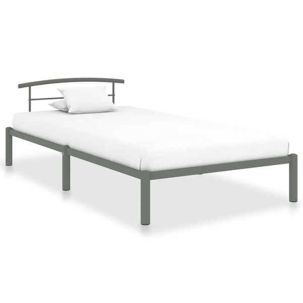 vidaXL Estructura de cama sin colch&oacute;n metal gris 90x200 cm