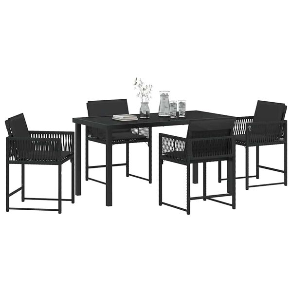 vidaXL Conjunto de Comedor de Jardín 5 pcs Negro ratán sintético