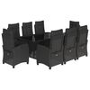 vidaXL Set de comedor de jard&iacute;n 9 pzas y cojines rat&aacute;n sint&eacute;tico negro