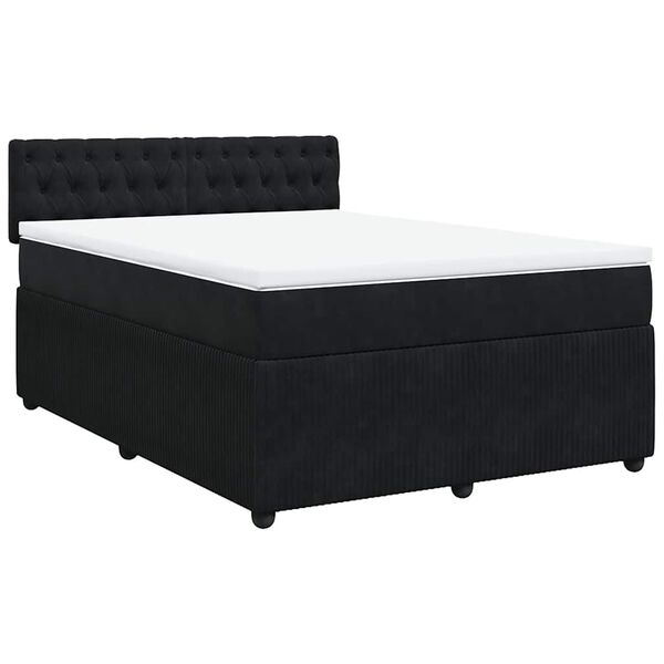 vidaXL Cama box spring con colch&oacute;n terciopelo negro 160x200 cm