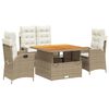 vidaXL Set de comedor jard&iacute;n con cojines 4 pzas rat&aacute;n sint&eacute;tico beige