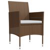 vidaXL Juego de comedor de jard&iacute;n 5 piezas con cojines marr&oacute;n y negro