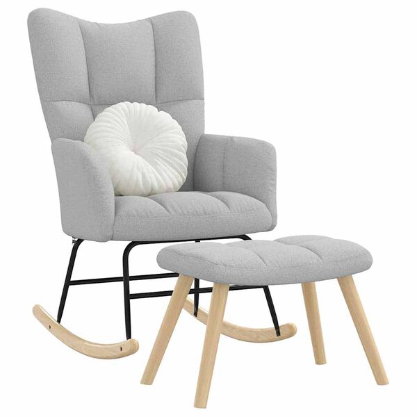 vidaXL Mecedora con reposapi&eacute;s de tela gris nube