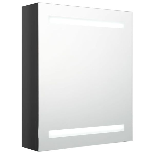 vidaXL Armario de baño con espejo LED negro brillante 50x14x60 cm