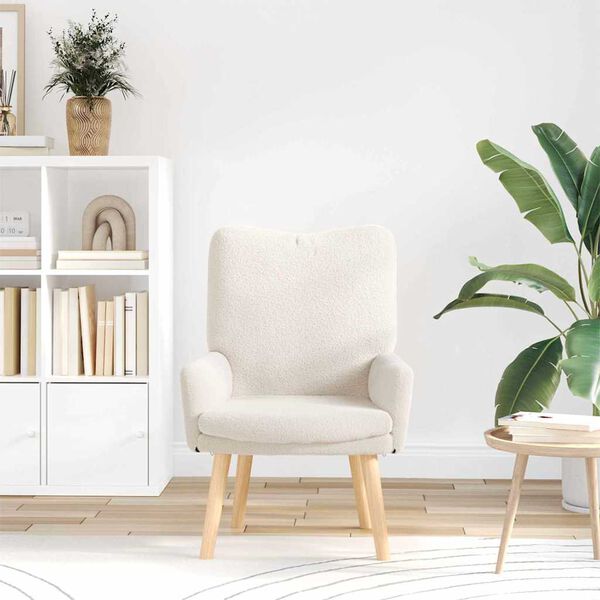 vidaXL sill&oacute;n Crema 63 x 67 x 94 cm Tela de Oveja y Contrachapado