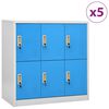 vidaXL Armarios taquilla 5 uds acero gris claro y azul 90x45x92,5 cm