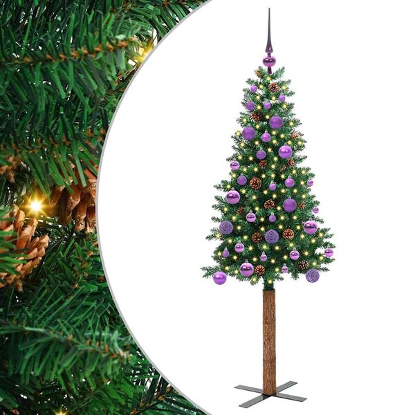vidaXL &Aacute;rbol de Navidad Delgado con 150 LED con soporte Verde 150 cm