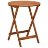 vidaXL Mesa jard&iacute;n plegable madera maciza de eucalipto &Oslash;60x75 cm