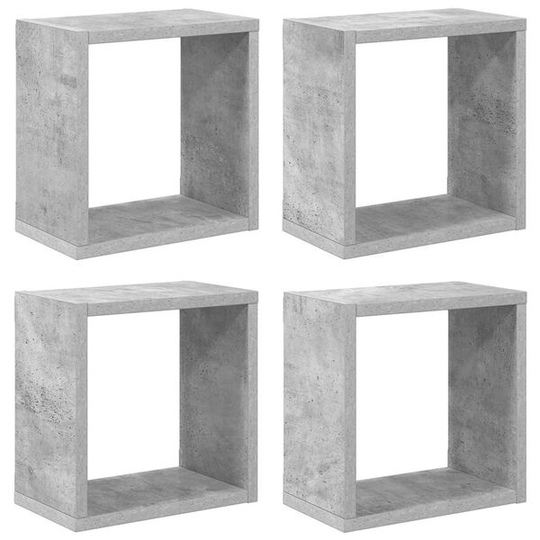 vidaXL Estantes cubo de pared 4 unidades gris hormig&oacute;n 26x15x26 cm