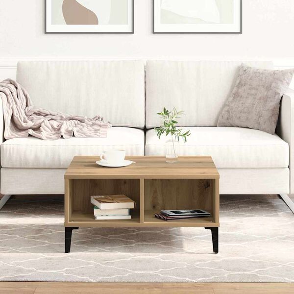 vidaXL Mesa de Caf&eacute; Roble artesanal 60 x 60 x 30 cm