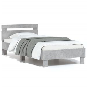 vidaXL Cama con cabecero madera de ingenier&iacute;a gris hormig&oacute;n 90x200 cm