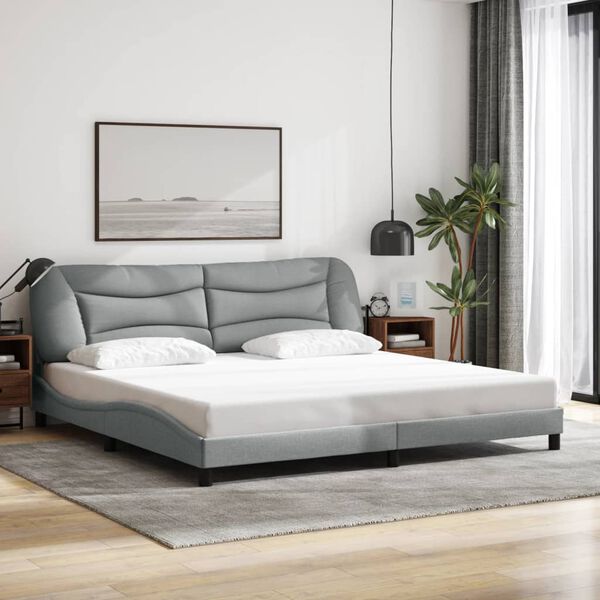 vidaXL Estructura de cama con LED sin colch&oacute;n Hvar gris claro 200x200 cm